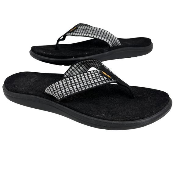 Teva Voya Flip Flop Sandals Womens Size 9 Black White Geometric Thong Toe Post - Picture 1 of 8